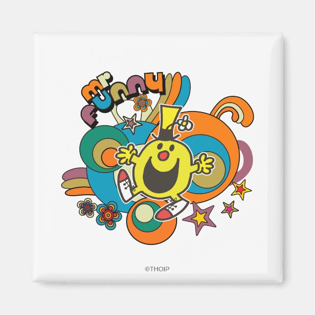 Mr. Funny | Colourful Stars & Swirls Magnet (Front)