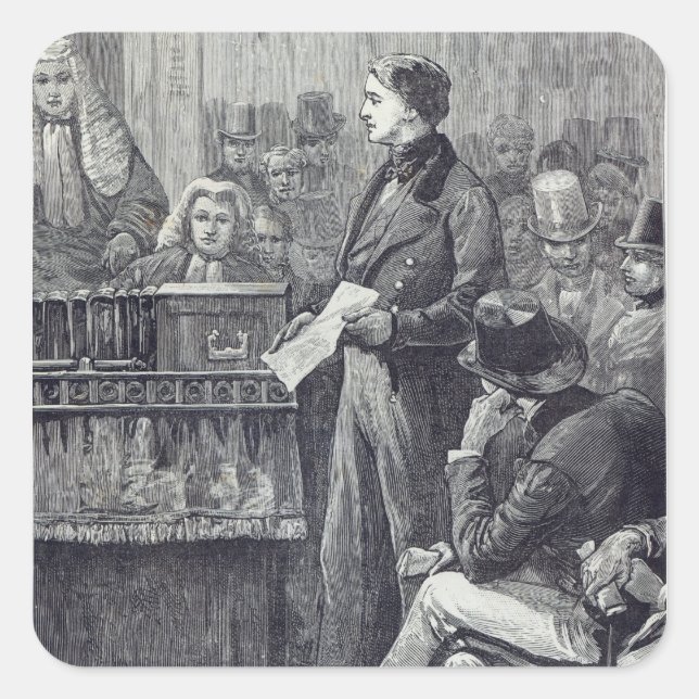 Mr Gladstone delivering his Maiden Speech Square Sticker (Front)