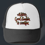 Mr Good lookin is cookin funny bbq hat for men<br><div class="desc">Mr Good lookin is cookin funny bbq hat for men. Humourous handwritten quote for chef cook. Buy one for husband, boyfriend, brother, dad, father, friend, grandpa, granddad, co worker, etc. Cool vintage hand lettered script typography design with yellow and orange gradient colours. Fun saying for summer barbecue garden party. Handwriting...</div>