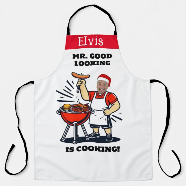 Mr Good Looking Apron - Personalised Photo Xmas Gi (Front)