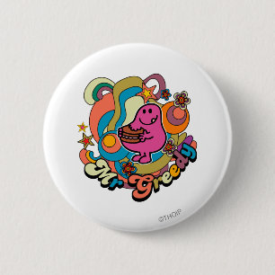 Mr. Greedy Colourful Swirls & Stars 6 Cm Round Badge