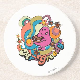 Mr. Greedy Colourful Swirls & Stars Coaster