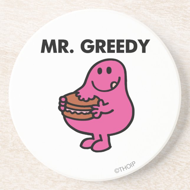 Mr. Greedy Eating Cake Coaster (Front)
