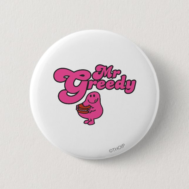 Mr. Greedy Enjoying Dessert 6 Cm Round Badge (Front)