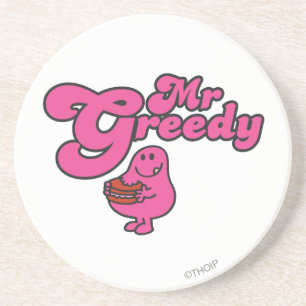 Mr. Greedy Enjoying Dessert Coaster