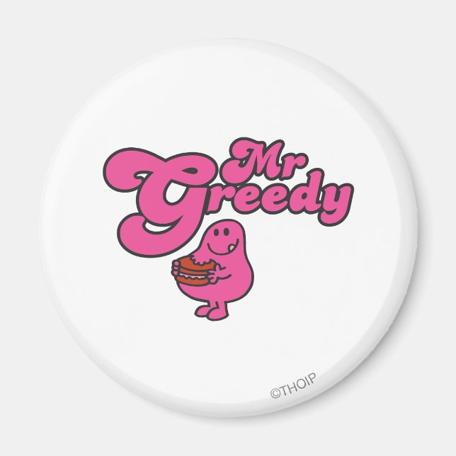 Mr. Greedy Enjoying Dessert Magnet (Front)
