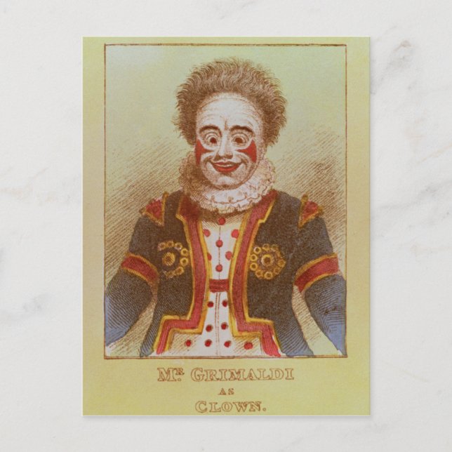 Mr Grimaldi as Clown Postcard (Front)