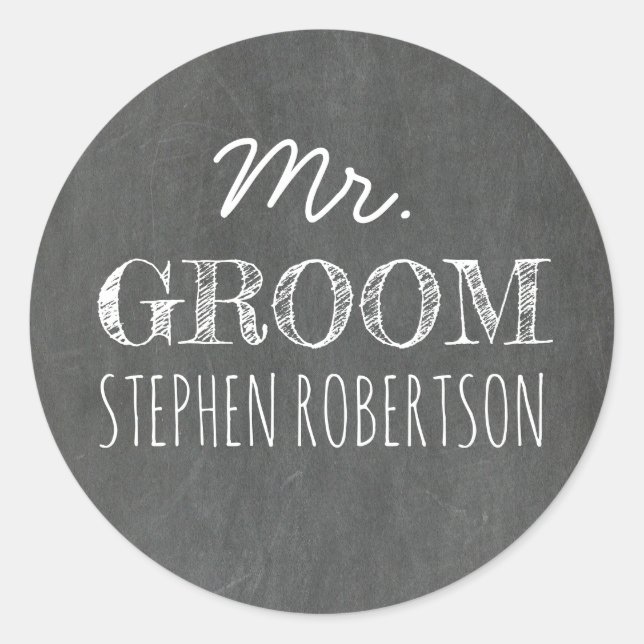 Mr. Groom Chalkboard Classic Round Sticker (Front)