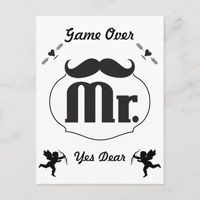 Mr. Groom Moustache Bachelor Party Invitation Postcard (Front)