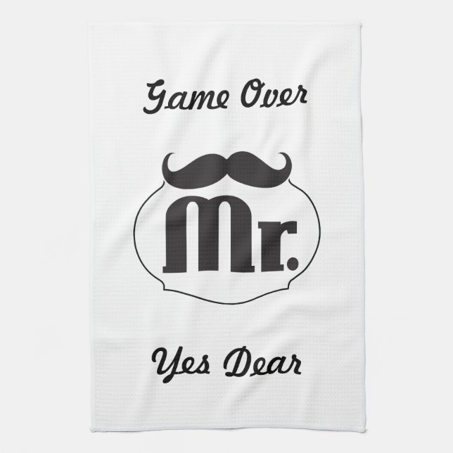 Mr. Groom Moustache Tea Towel (Vertical)