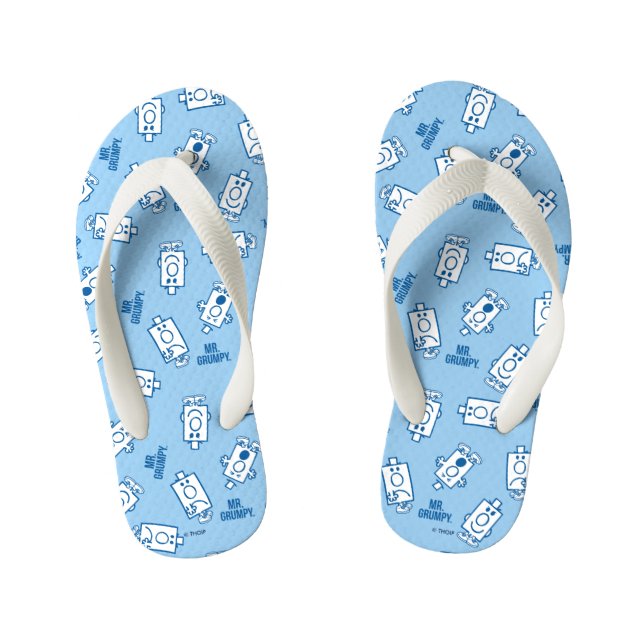 Mr Grumpy | Blue Emotion Toss Pattern Kid's Jandals (Footbed)