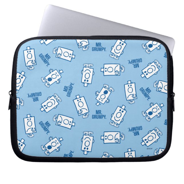 Mr Grumpy | Blue Emotion Toss Pattern Laptop Sleeve (Front)