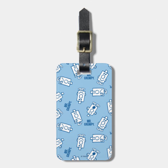 Mr Grumpy | Blue Emotion Toss Pattern Luggage Tag (Front Vertical)