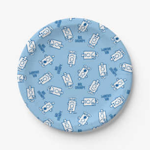Mr Grumpy   Blue Emotion Toss Pattern Paper Plate