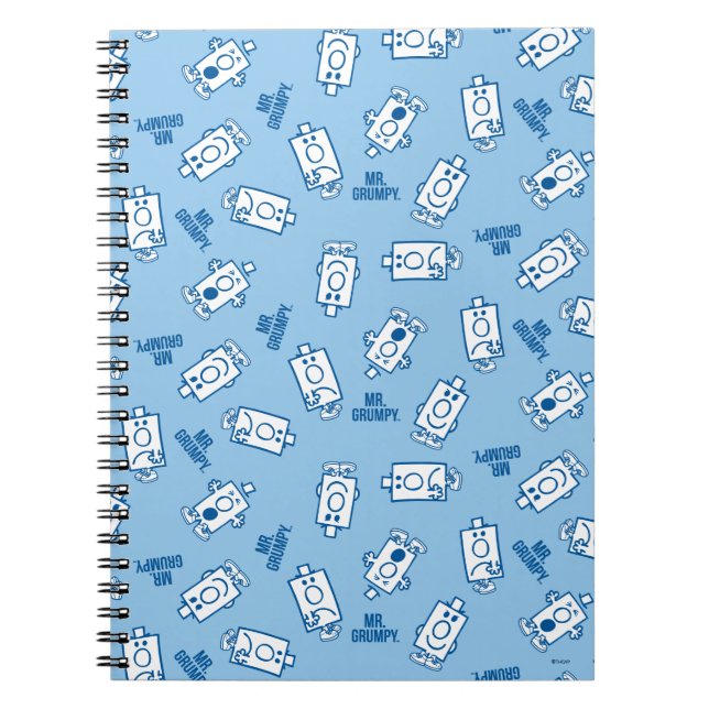 Mr Grumpy | Blue Emotion Toss Pattern Spiral Notebook (Front)