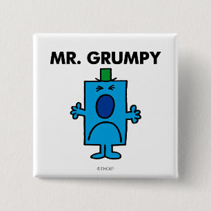 Mr. Grumpy Frowning Face 15 Cm Square Badge