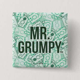 Mr Grumpy Green Name and Character Toss Pattern 15 Cm Square Badge