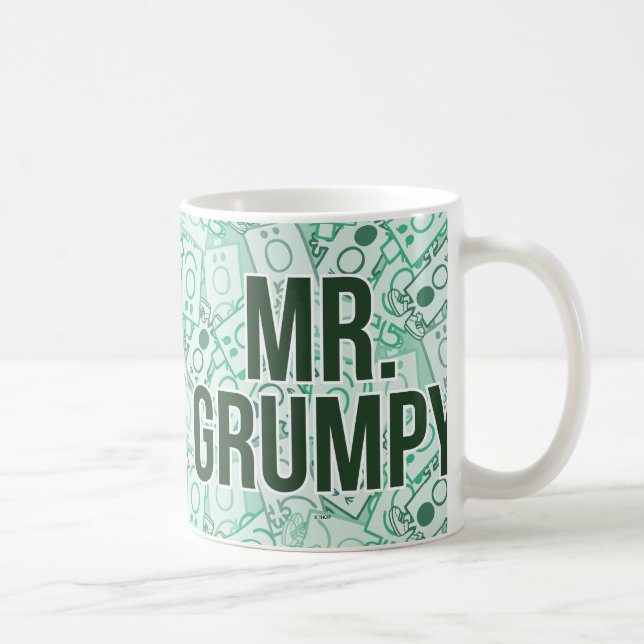 Mr Grumpy | Green Name and Character Toss Pattern Coffee Mug (Right)