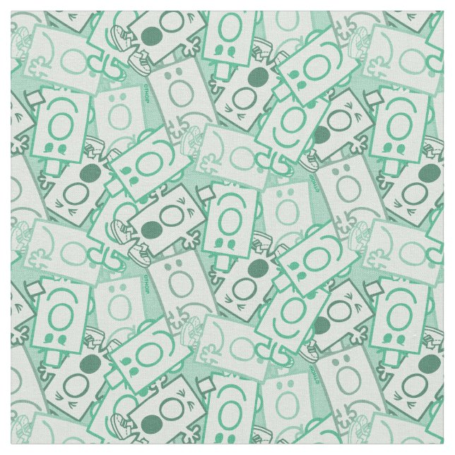 Mr Grumpy | Green Name and Character Toss Pattern Fabric (Close Up)