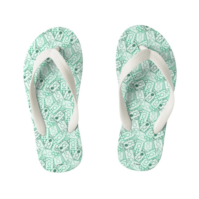 Mr Grumpy | Green Name and Character Toss Pattern Kid's Jandals (Footbed)
