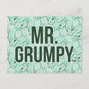 Mr Grumpy   Green Name and Character Toss Pattern Postcard