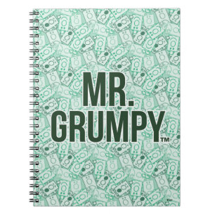 Mr Grumpy   Green Name and Character Toss Pattern Spiral Notebook