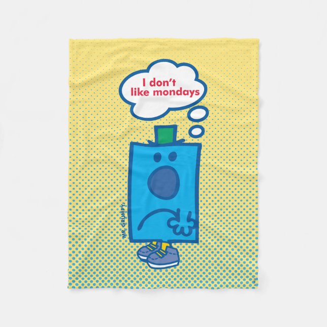 Mr Grumpy | I Don't Like Mondays Thought Bubble Fleece Blanket (Front)