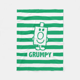 Mr Grumpy Mischievous Grin and Green Stripes Fleece Blanket
