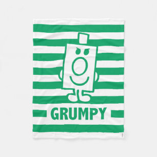 Mr Grumpy Mischievous Grin and Green Stripes Fleece Blanket