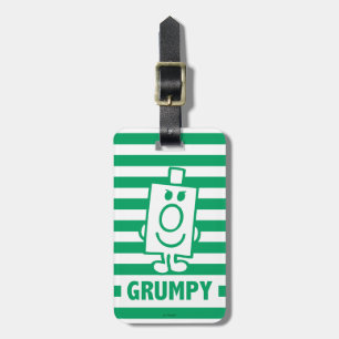 Mr Grumpy Mischievous Grin and Green Stripes Luggage Tag