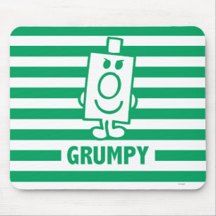 Mr Grumpy Mischievous Grin and Green Stripes Mouse Pad