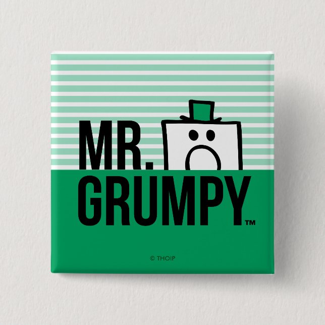Mr Grumpy | Peeking Head Over Name 15 Cm Square Badge (Front)