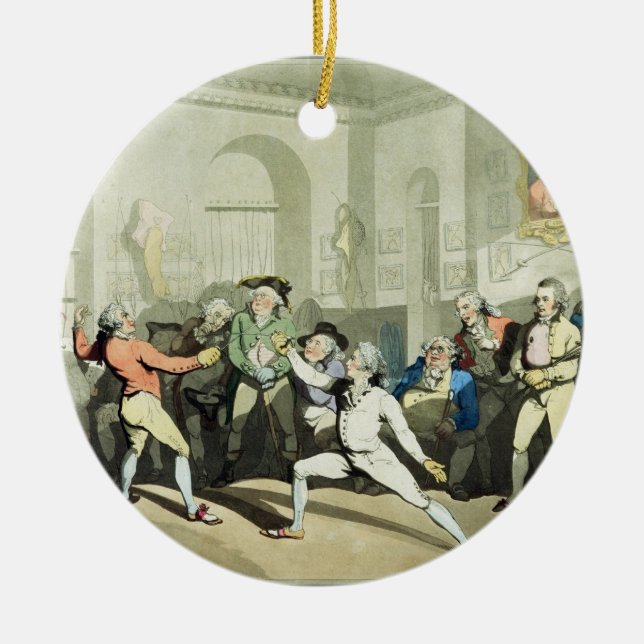 Mr H Angelo's Fencing Academy, engraved by Charles Ceramic Tree Decoration (Front)