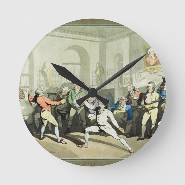 Mr H Angelo's Fencing Academy, engraved by Charles Round Clock (Front)