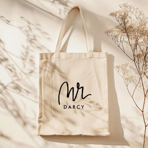 Mr   Hand Lettered Personalizable Tote Bag