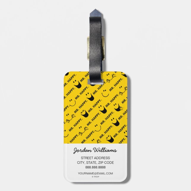 Mr Happy | All Smiles Pattern Luggage Tag (Back Vertical)