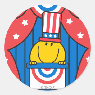 Mr. Happy at the Podium Classic Round Sticker