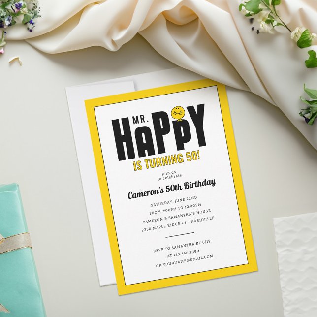 Mr. Happy Birthday Invitation (Invitation on simulated background)