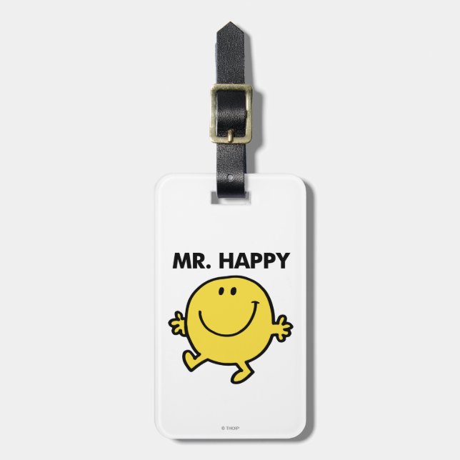Mr. Happy | Dancing & Smiling Luggage Tag (Front Vertical)