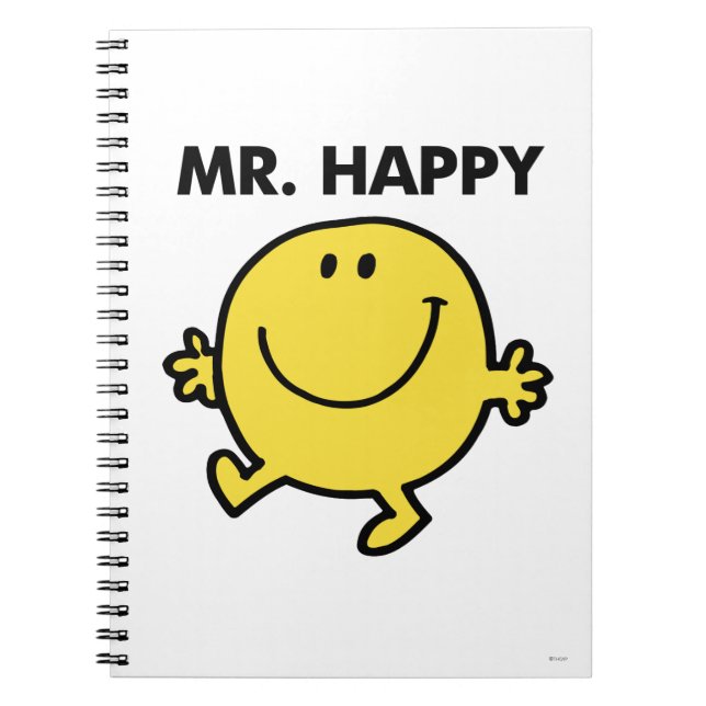 Mr. Happy | Dancing & Smiling Spiral Notebook (Front)