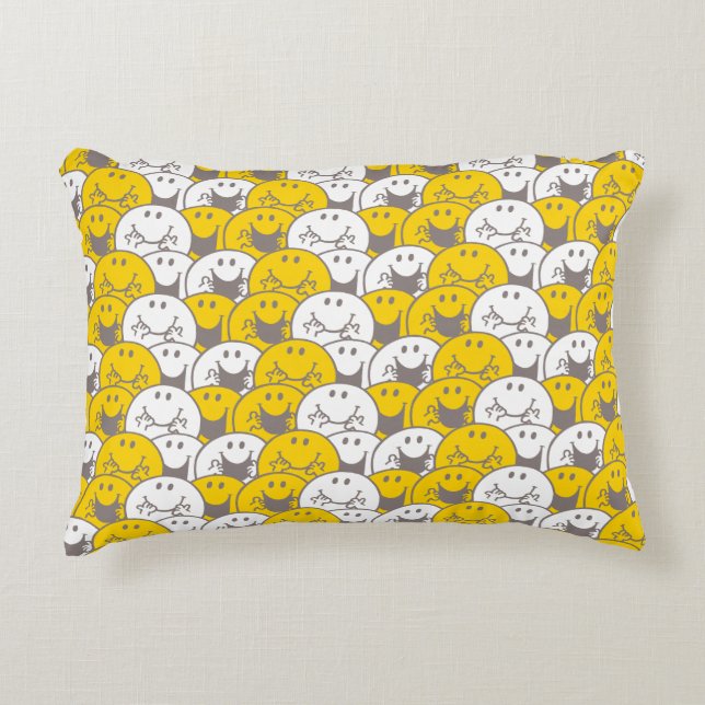 Mr Happy | Flashing Smiles Pattern Decorative Cushion (Front)