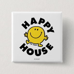 Mr. Happy   Happy House 15 Cm Square Badge