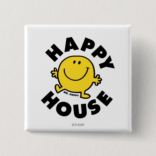 Mr. Happy | Happy House 15 Cm Square Badge (Front)