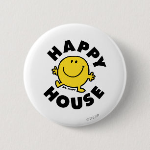 Mr. Happy Happy House 6 Cm Round Badge