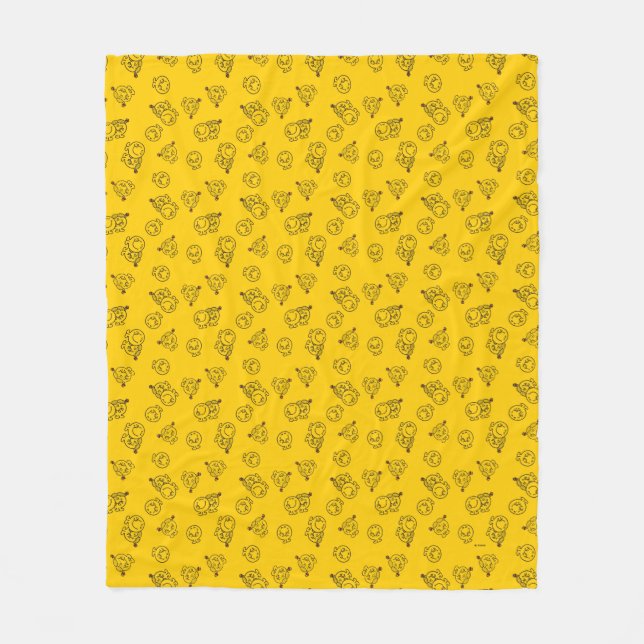 Mr Happy & Little Miss Sunshine | Yellow Pattern Fleece Blanket (Front)