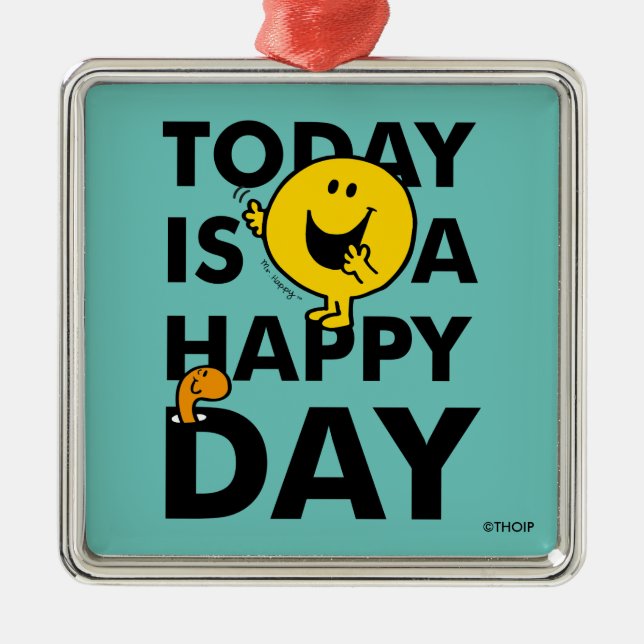 Mr. Happy | Today is a Happy Day Metal Tree Decoration (Front)