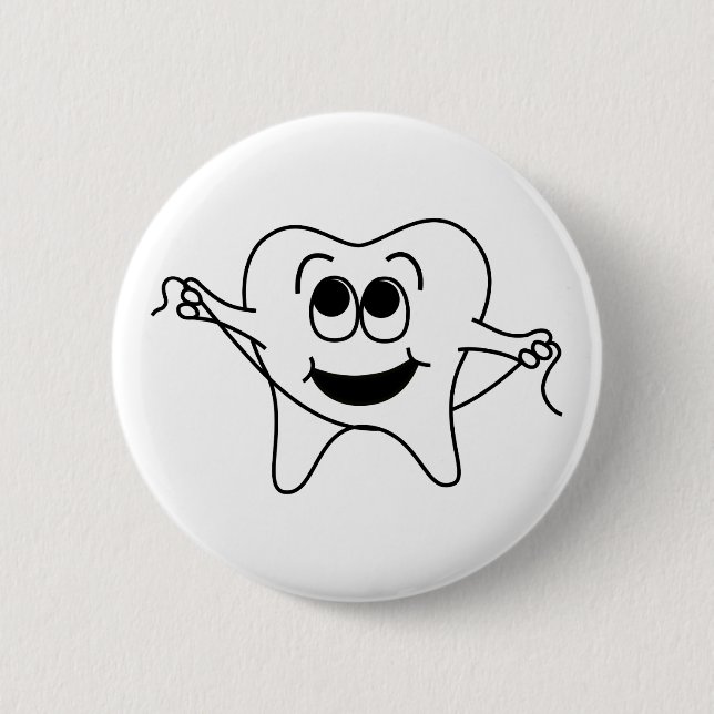 Mr. Happy Tooth 6 Cm Round Badge (Front)
