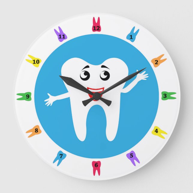 Mr Happy Tooth | Smile Teeth | Dentist Office Large Clock (Front)