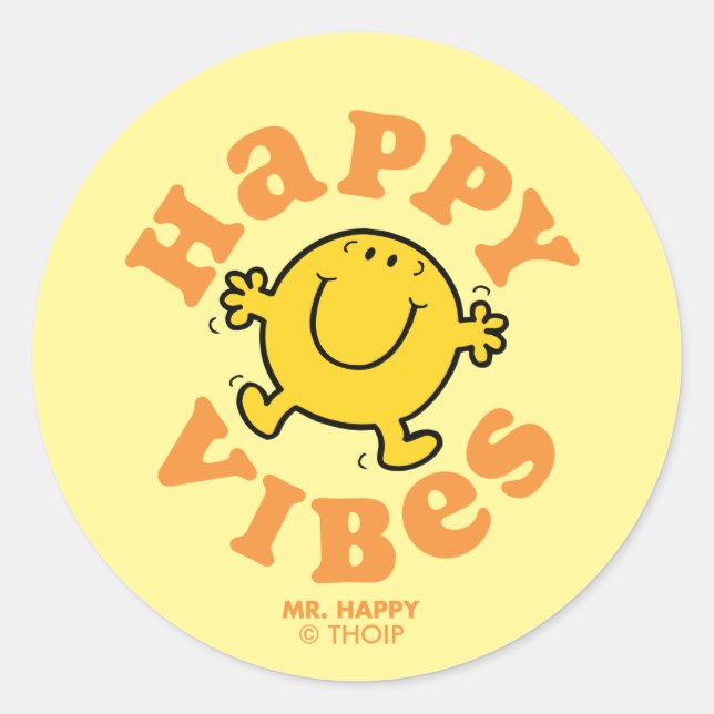 Mr. Happy Vibes Classic Round Sticker (Front)