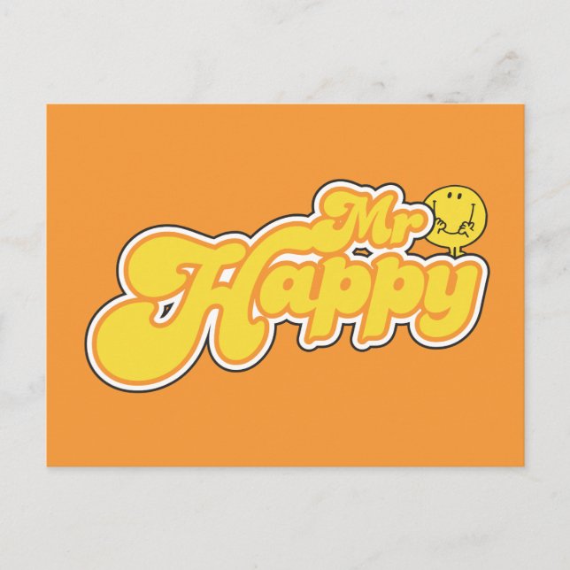Mr. Happy | Yellow Lettering Postcard (Front)